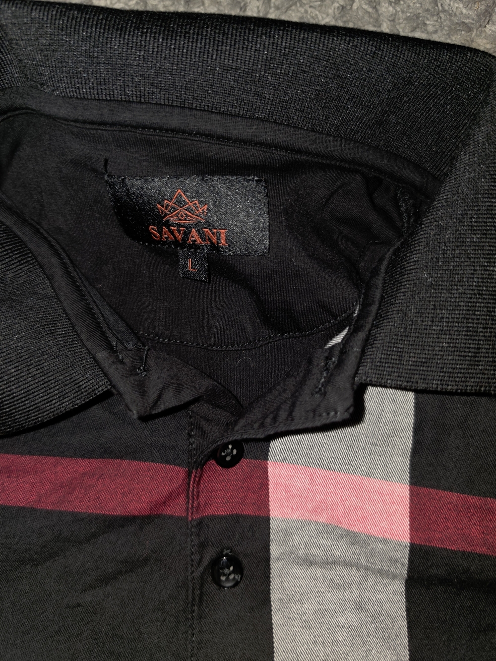 Savani Black Plaid Polo Large